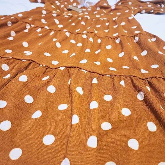 Blu Pepper Mustard Brown Retro Polka Dot Dress | Retro & Academia | Size L - Picture 4 of 10